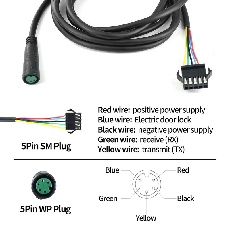 ZLiT E-Bike Extension Cable,5 Pin Waterproof Extension Conversion Cable Line Adapter SM Connector for Electric Bike Female to Male Wire Accessories (Black) - Image 5